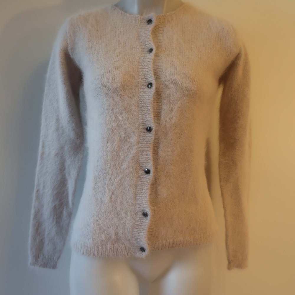 Women Roberto Collina Beige Button Closure Angora Blend Cardigan Sweater S Italy